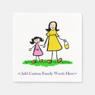 Mother and Daughter Family Custom Art Napkins