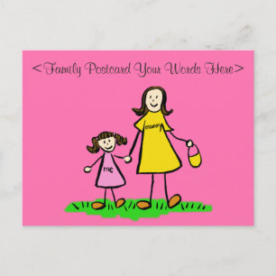 Mother and Daughter Family Customised Art Postcard