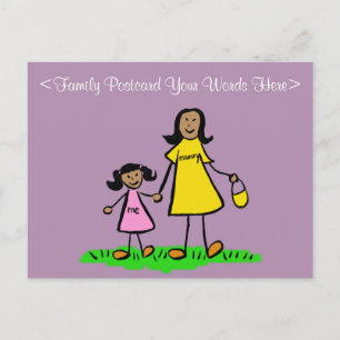 Mother and Daughter Family Customised Art Postcard