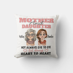 Mother and Daughter Heart to Heart Illustration Cushion