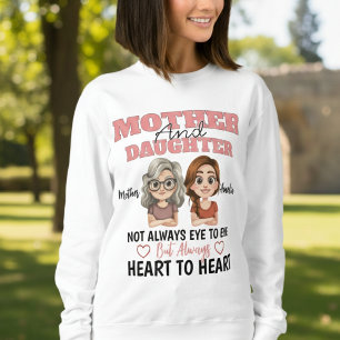 Mother and Daughter Heart to Heart Illustration Sweatshirt