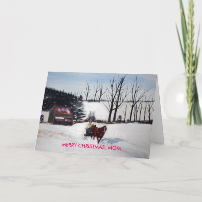 MOTHER AND DAUGHTER , MERRY CHRISTMAS, MOM HOLIDAY CARD (Front)