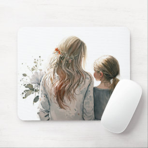 Mother And Daughter Portrait Mouse Pad