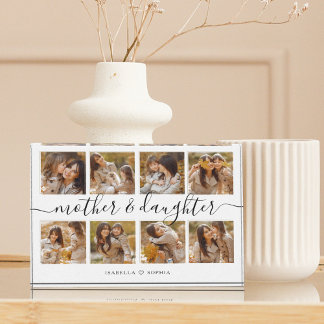 Mother and Daughter Script Collage Photo Block