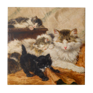 Mother and Her Kittens Tile