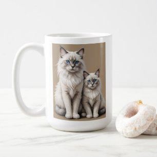 Mother and Kitten Ragdoll Cat Artwork Heartwarming Coffee Mug