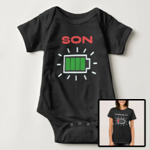 Mother and Son Battery Baby Bodysuit