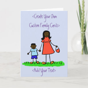 Mother and Son Custom Family Art Greeting Card