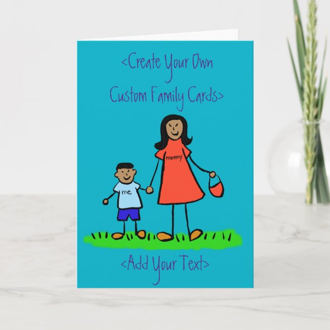 Mother and Son Custom Family Art Greeting Card (Front)
