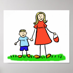 Mother and Son Custom Family Characters Art Poster