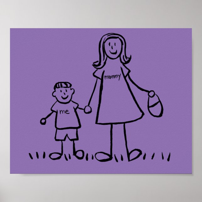 Mother and Son Custom Family Characters Art Poster (Front)