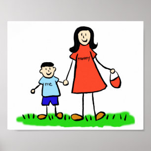 Mother and Son Custom Family Characters Art Poster