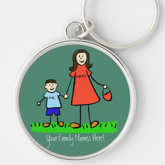 Mother and Son Custom Family Characters Keychain (Front)