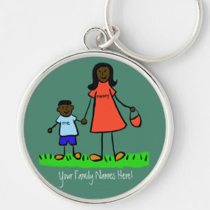 Mother and Son Custom Family Characters Keychain