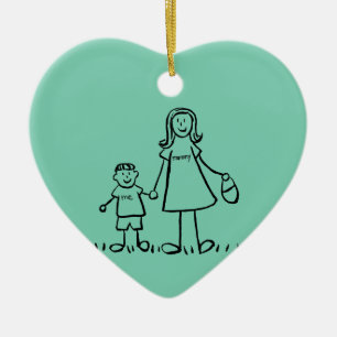 Mother and Son Custom Mummy Family Art Ornaments