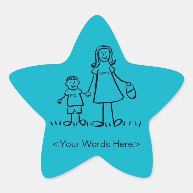 Mother and Son Family Character Custom Mum Sticker (Front)