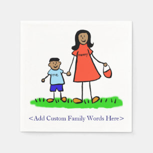 Mother and Son Family Characters Custom Napkins