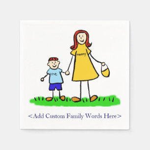 Mother and Son Family Characters Custom Napkins