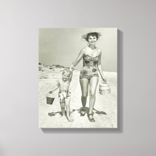 Mother and Son Walking Canvas Print (Front)