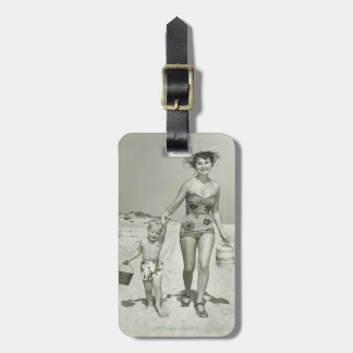 Mother and Son Walking Luggage Tag