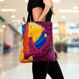 Mother and Sons Acrylic Painting Family Art  Tote  Bag