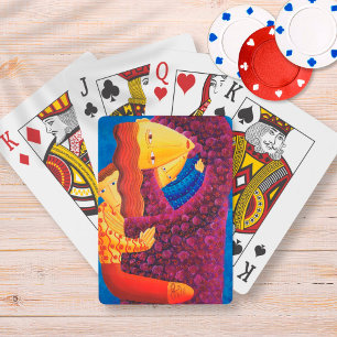 Mother and Sons Painting Contemporary Family Art Playing Cards