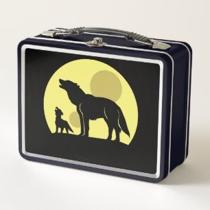 Mother and Wolf Pup Metal Lunch Box