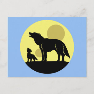 Mother and Wolf Pup Postcard