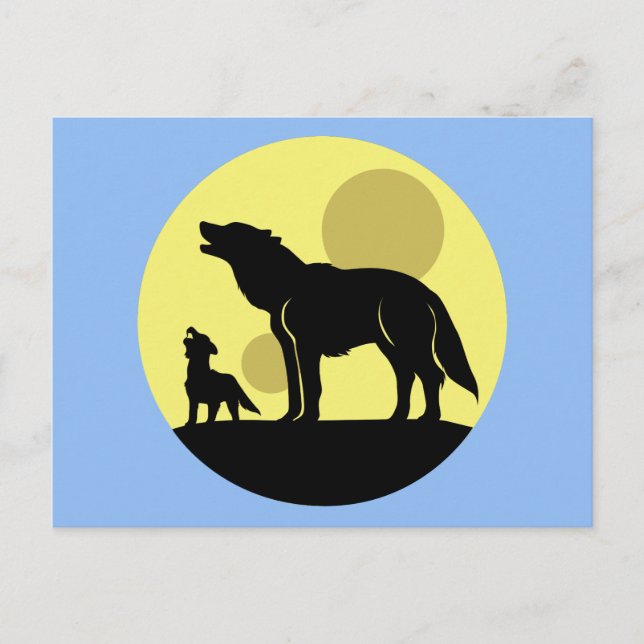 Mother and Wolf Pup Postcard (Front)