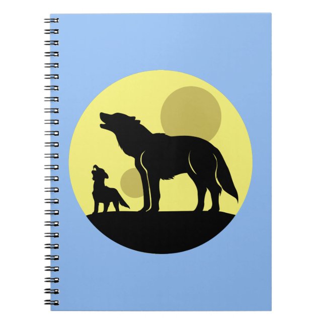Mother and Wolf Pup Spiral Notebook (Front)