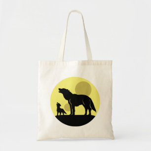 Mother and Wolf Pup Tote Bag