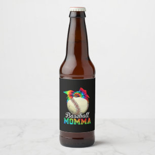 Mother Art Baseball Momma Birthday Beer Bottle Label