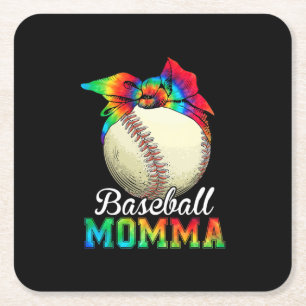 Mother Art Baseball Momma Birthday Square Paper Coaster