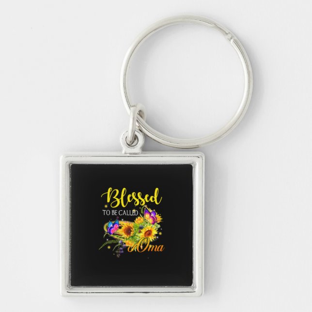 Mother Art Blessed To Be Called Oma Sunflower Key Ring (Front)