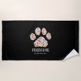 Mother Art Frenchie Mama Floral Paw French Bulldog Beach Towel