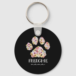 Mother Art Frenchie Mama Floral Paw French Bulldog Key Ring