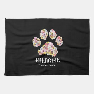 Mother Art Frenchie Mama Floral Paw French Bulldog Tea Towel