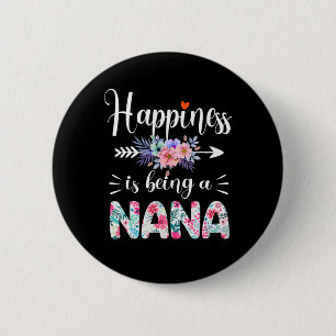 Mother Art   Happiness Is Being A Nana Floral Xmas 6 Cm Round Badge