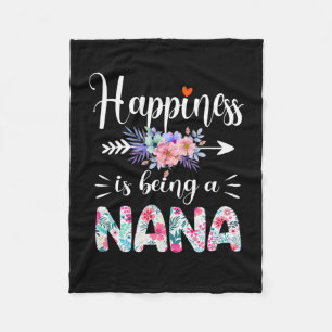 Mother Art   Happiness Is Being A Nana Floral Xmas Fleece Blanket