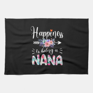 Mother Art Happiness Is Being A Nana Floral Xmas Tea Towel