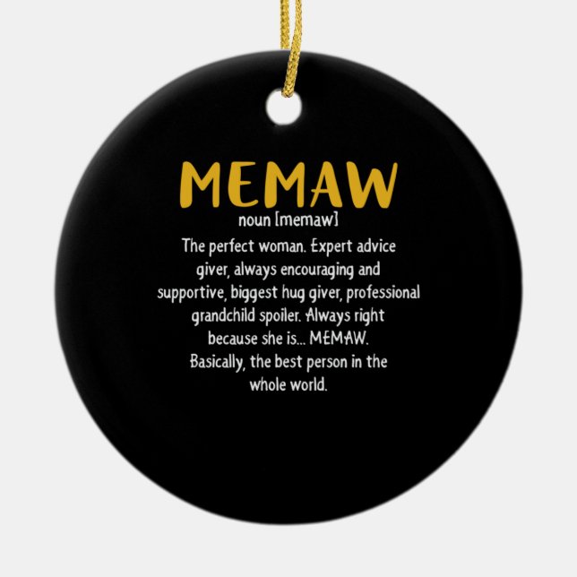 Mother Art Memaw Definition Ceramic Tree Decoration (Front)