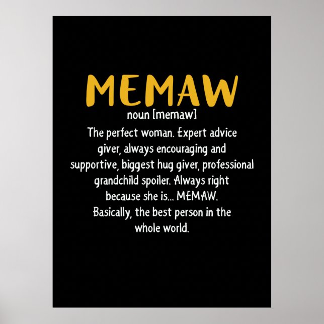 Mother Art Memaw Definition Poster (Front)