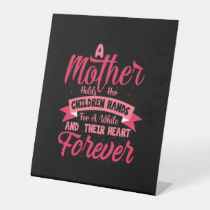 Mother Art Mother Holds Her Children Hands Pedestal Sign