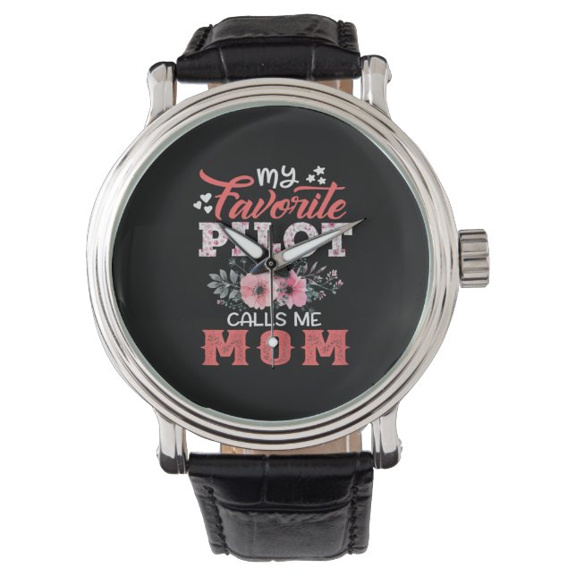 Mother Art | My Favorite Pilot Calls Me Mom Xmas Watch (Front)