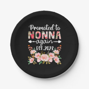 Mother Art Promoted To Nonna Again 2023 Floral Paper Plate