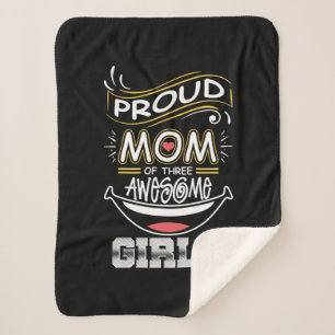 Mother Art Proud Mum Of Three Awesome Girls Sherpa Blanket