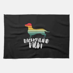 Mother Art Vintage Dachshund Mom Tea Towel
