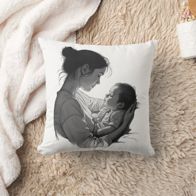 Mother & Baby artwork Cushion (Blanket)