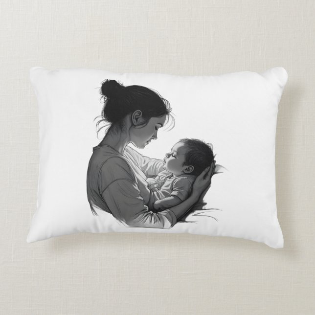 Mother & Baby artwork Decorative Cushion (Back)