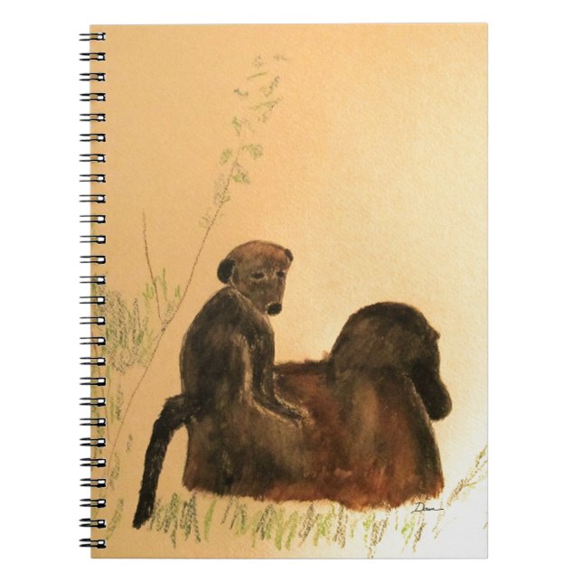 Mother & Baby Baboons - Wildlife Monkeys Primates Notebook (Front)